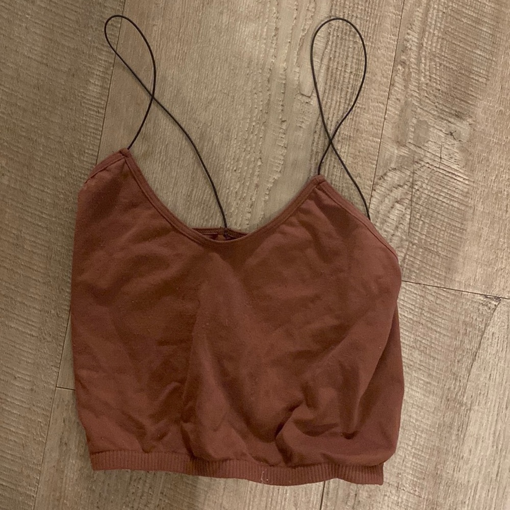Maroon Free People Cropped Form Fitting Tank